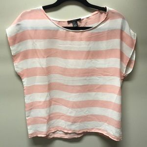 Pink and white striped blouse size m